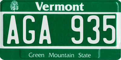 VT license plate AGA935
