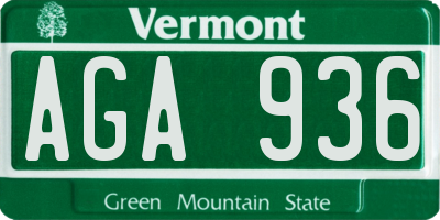 VT license plate AGA936