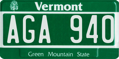 VT license plate AGA940
