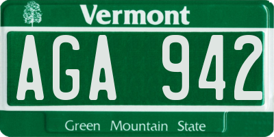 VT license plate AGA942