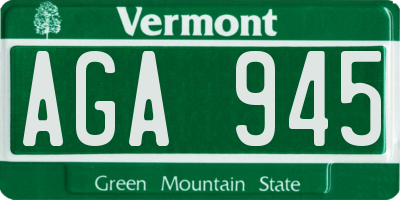 VT license plate AGA945