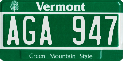 VT license plate AGA947