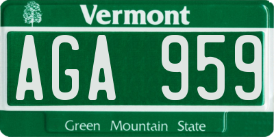 VT license plate AGA959