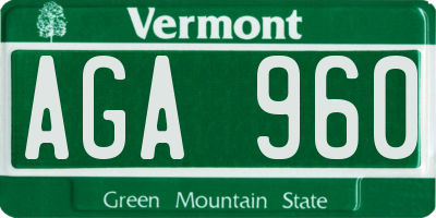 VT license plate AGA960