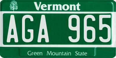 VT license plate AGA965