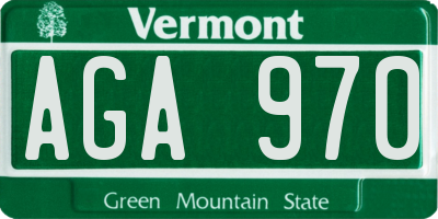 VT license plate AGA970