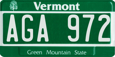VT license plate AGA972
