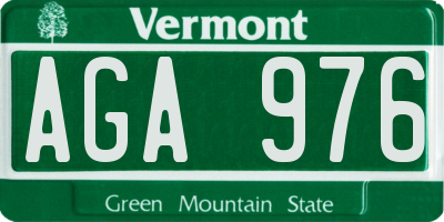 VT license plate AGA976