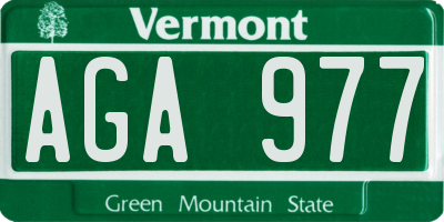 VT license plate AGA977
