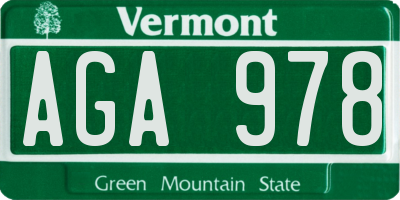 VT license plate AGA978