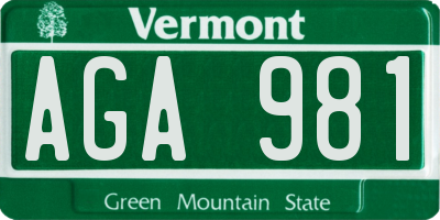 VT license plate AGA981
