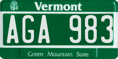 VT license plate AGA983