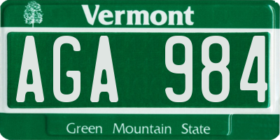VT license plate AGA984