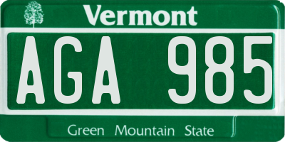 VT license plate AGA985