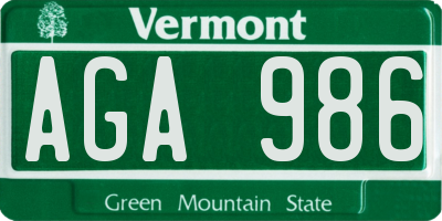 VT license plate AGA986