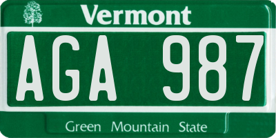 VT license plate AGA987