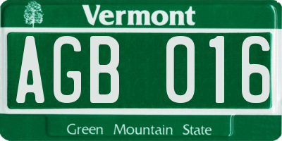 VT license plate AGB016