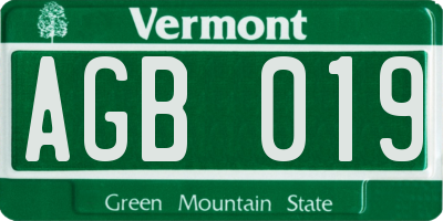 VT license plate AGB019