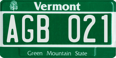 VT license plate AGB021