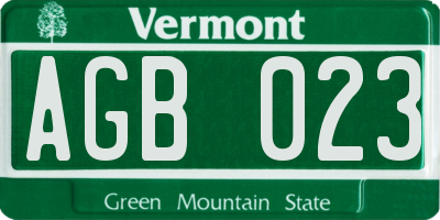 VT license plate AGB023