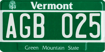 VT license plate AGB025