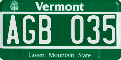 VT license plate AGB035