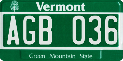 VT license plate AGB036