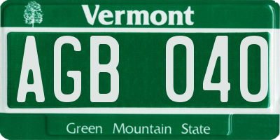 VT license plate AGB040