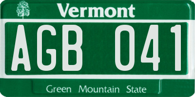 VT license plate AGB041