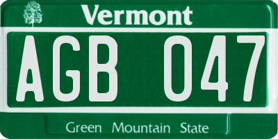 VT license plate AGB047