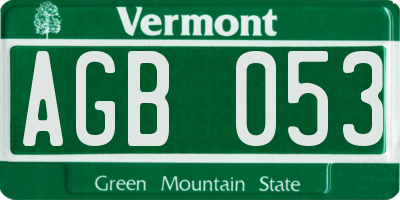 VT license plate AGB053