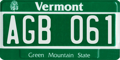 VT license plate AGB061