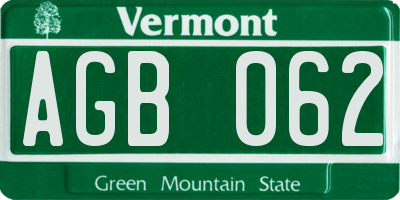 VT license plate AGB062