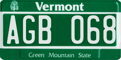 VT license plate AGB068