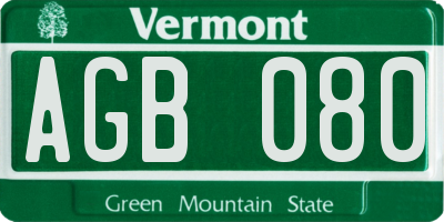 VT license plate AGB080