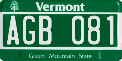VT license plate AGB081