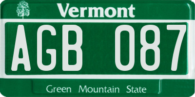 VT license plate AGB087