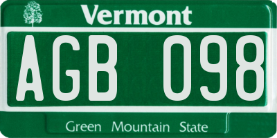 VT license plate AGB098