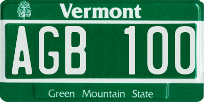 VT license plate AGB100