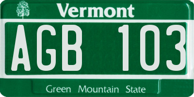 VT license plate AGB103