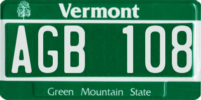 VT license plate AGB108