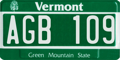 VT license plate AGB109