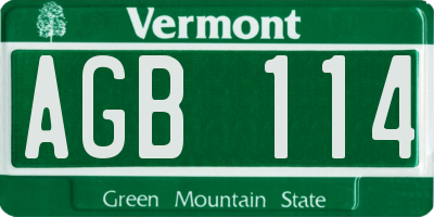VT license plate AGB114