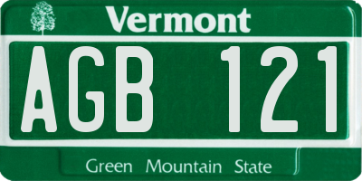 VT license plate AGB121