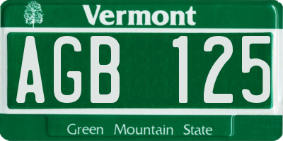 VT license plate AGB125