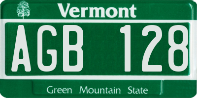 VT license plate AGB128
