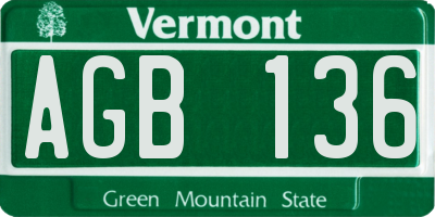 VT license plate AGB136