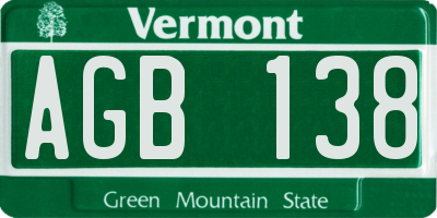VT license plate AGB138