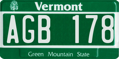 VT license plate AGB178