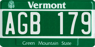 VT license plate AGB179